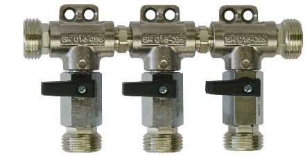 4-ways CO2 distribution incl. 3 valves, 5/8" thread