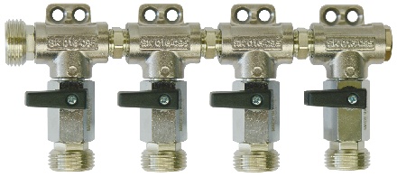 4-ways CO2 distribution incl. 4 valves, 5/8" thread