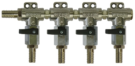 4-ways CO2 distribution incl. 4 valves, 10mm nozzle