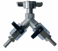 Shut Off Valve 2-lines
<br/>5/8" winged nut to 7 mm nipple