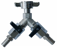 Shut Off Valve 2-lines
<br/>5/8" winged nut to 10 mm nipple