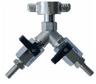 Shut Off Valve 2-lines
<br/>3/4" winged nut to 7 mm nipple