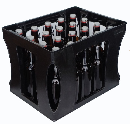 Kunststoffkiste mit 20 Lochmundflaschen 0,5l